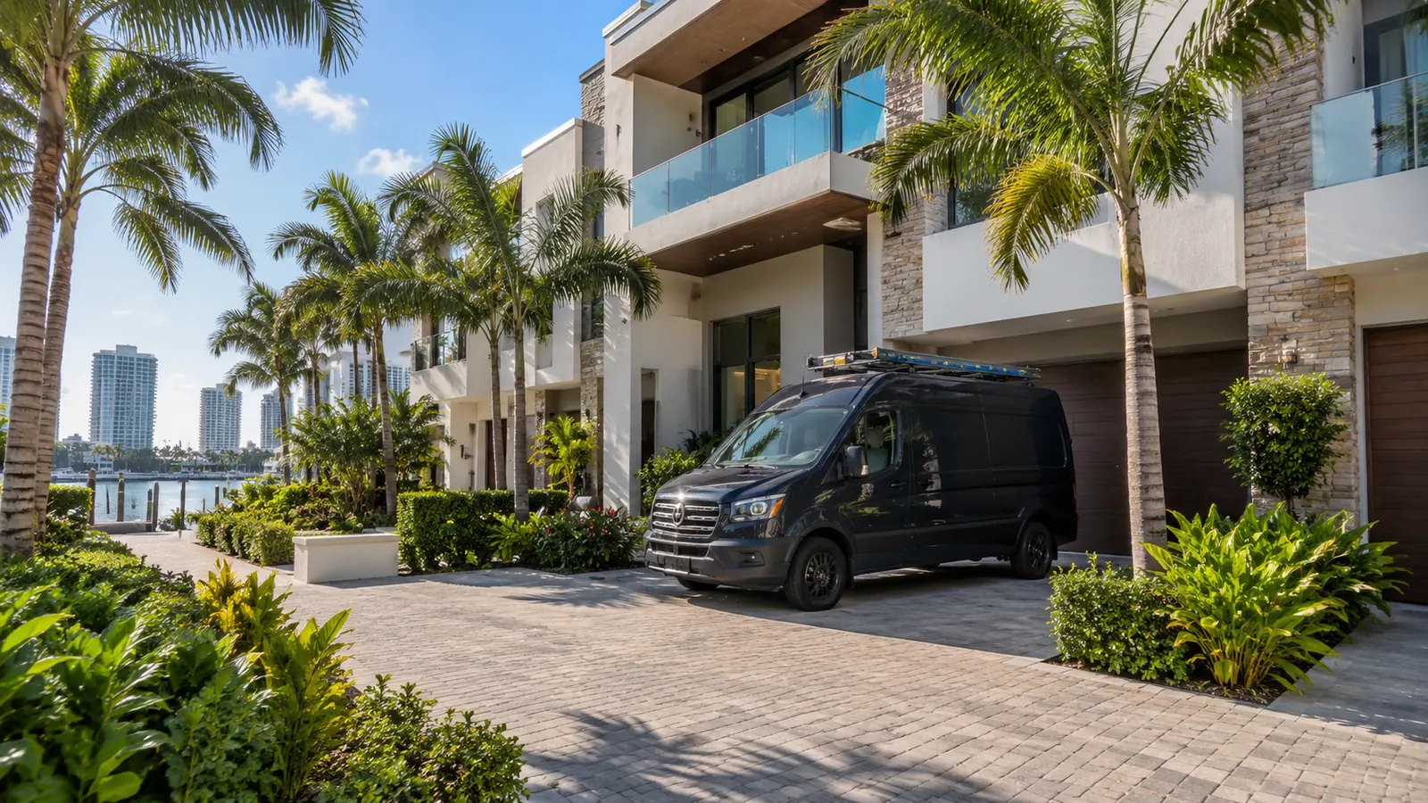 Palm Beach Garage Door Masters technician at a home in Riviera Beach, Florida
