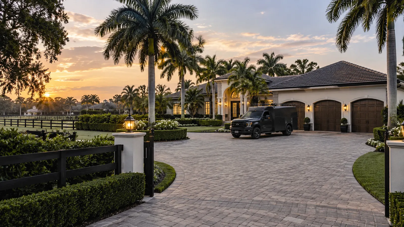 Palm Beach Garage Door Masters technician at a home in Wellington, Florida
