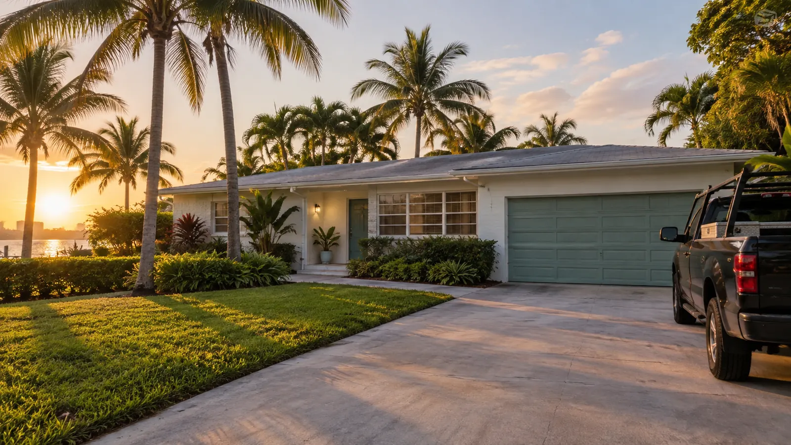 Palm Beach Garage Door Masters technician at a home in West Palm Beach, Florida